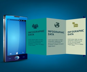 Infographic Data Vector Illustrations With Smart Phone Background