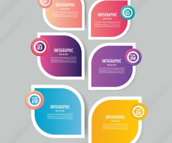 Infographic Decor Elements Modern Colorful Flat Rounded Shapes