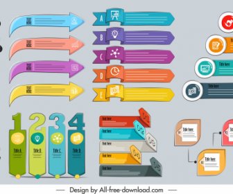 Infographic Design Elements Colorful Classical Shapes Sketch