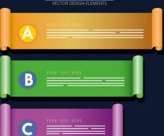 Infographic Design Elements Colorful 3d Rolled Sheet Icons