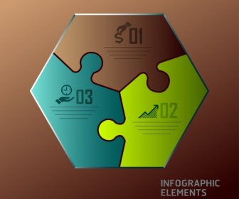 Elemen Desain Infographic Geometris Teka-teki Sendi Ikon Dekorasi