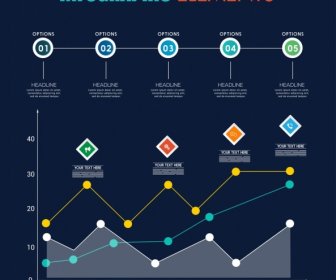 Infographic Desain Elemen Garis Titik-titik Lingkaran Dekorasi
