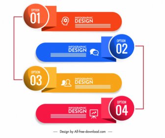 Elemen Desain Infografis Bentuk Horizontal 3d Modern