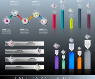 Infographic Design Elements Multicolored Shiny Shapes