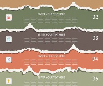 Infographic Design Elements Multicolored Torn Paper Decor