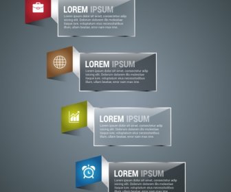 Infographic Design Elements Shiny Folding Banners Style