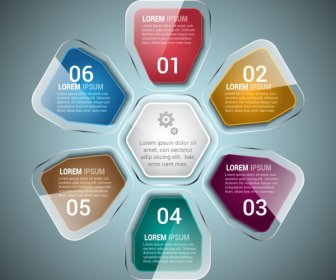 Infographic Design Elements Shiny Transparent Colorful Geometry Style