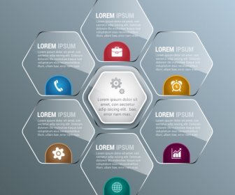 Gaya Dekorasi Infographic Desain Elemen Mengkilat Transparan Hexagon