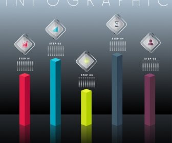 Infografik-Design Elemente 3d Säulendiagrammen