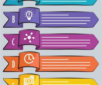 Infografik Tasarım öğeleri 3d Handdrawn Yatay şerit Etiketleri