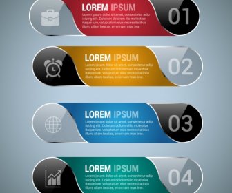 Infographic Design Sets Shiny Colored Horizontal Style