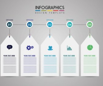 Infographic Design Template White Tags Icons