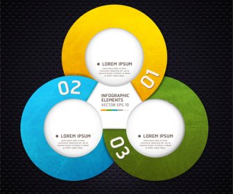 инфографики дизайн с цветными раундов на черном фоне