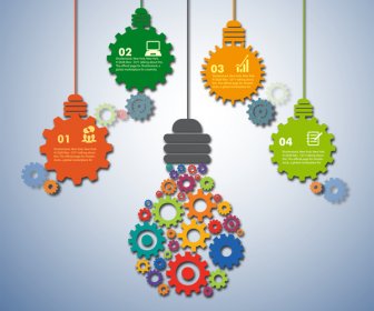 Infographic Design With Hanging Gears Lightbulbs Illustration