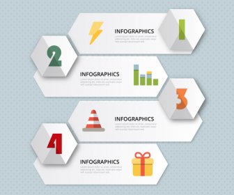 Yatay Sekmeler Ve 3d Altıgenler Infographic Tasarımı