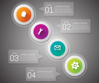 Infographic Design With Round Icons On Dark Background