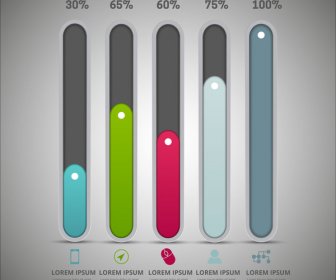 Infografik-Diagramm-Design Mit Vertikalen Registerkarten Und Prozentsatz