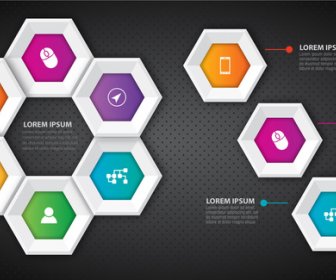 Infographic Diagram With Colorful Beehive Geometric Buttons Illustration