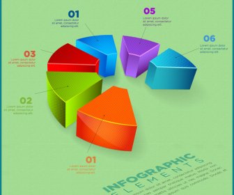 Infographic Elemen Desain Dengan 3d Dipotong Pie Chart
