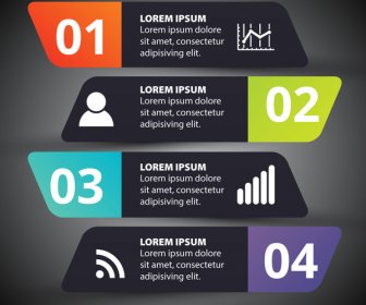 ilustrasi infographic dengan panel datar hitam horizontal