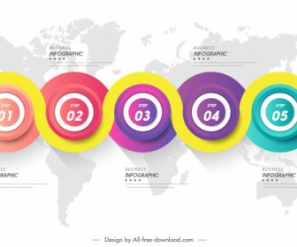 Infographic Template Colorful Modern Circles Connection Decor