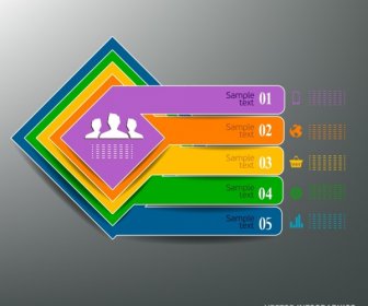 Modèle De Infographic Barres Horizontales Décor De Carrés Colorés