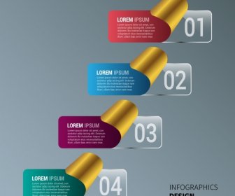 Infographic Template Design Golden Curved Paper Style