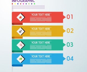 Infographic 템플릿 수평 다채로운 화살표 스타일