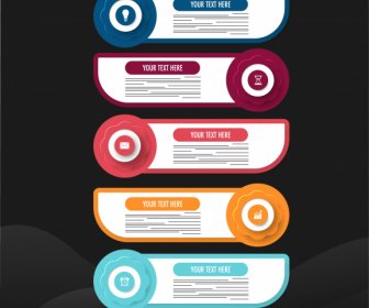 Infografik şablon Yatay Etiketler Düz Renkli Modern