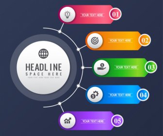 Infographic Template Modern Colorful Branch Circle Chart