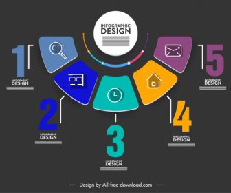 Infographic Template Modern Colorful Dark Section Chart Sketch