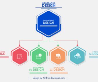 Desain Bentuk Bagan Poligonal Templat Infografis