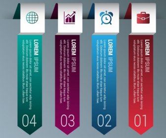Infographic Template Sets Colorful Vertical Arrows Design