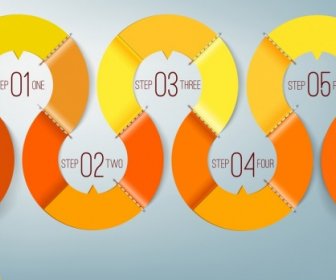Modello Di Infographic Splendente Curvo Decori Linea Arancione