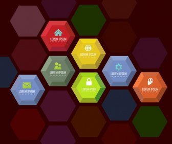 Infographic Template Various Colorful Polygon Background