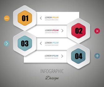 Infographic Vector Design With 3d Tabs And Hexagons