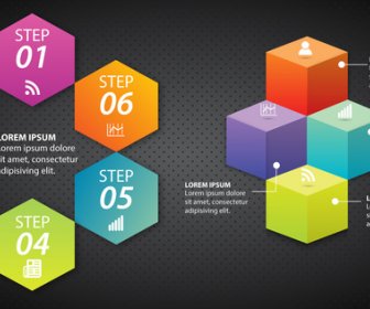 Infographic Vector With Colorful Hexagons And Cubes