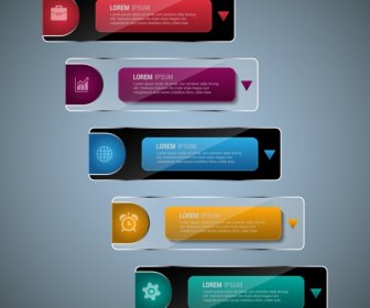 Infographics Design Elements Shiny Horizontal Bars Decoration