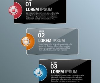 Infographics Templates Sets Shiny Dark Design Joints Style