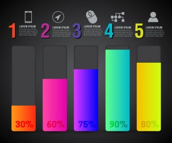 Inforgraphic Illustration With Colored Columns And Percentage