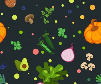 Ingredients Background Template Dynamic Flat Vegetables Fruits Sketch