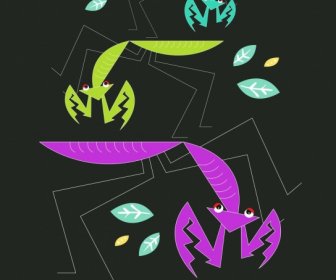 Insect Background Dark Design Grasshoppers Icons