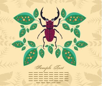 Latar Belakang Serangga Daun Bug Ikon Vignette Dekorasi