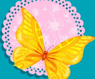 Insect Background Yellow Butterfly Icon Decor