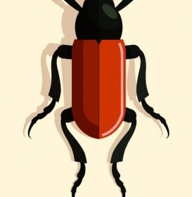 昆虫图标闪亮红色黑色3D设计
