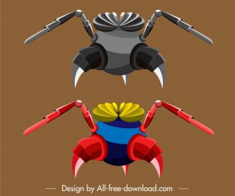 Insect Robot Template Shiny Colored Modern 3d Sketch