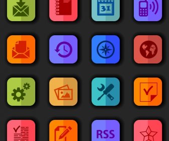 Interface Icons Sets Design With Colors Flat Style
