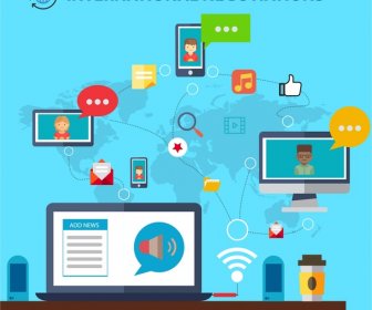 international negotiations concept with computing interfaces illustration
