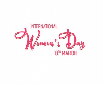  세계 여성의 날 디자인 요소 핑크 붓글씨 텍스트 스케치