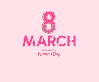  국제 여성의 날 디자인 요소 핑크 텍스트 숫자 장식